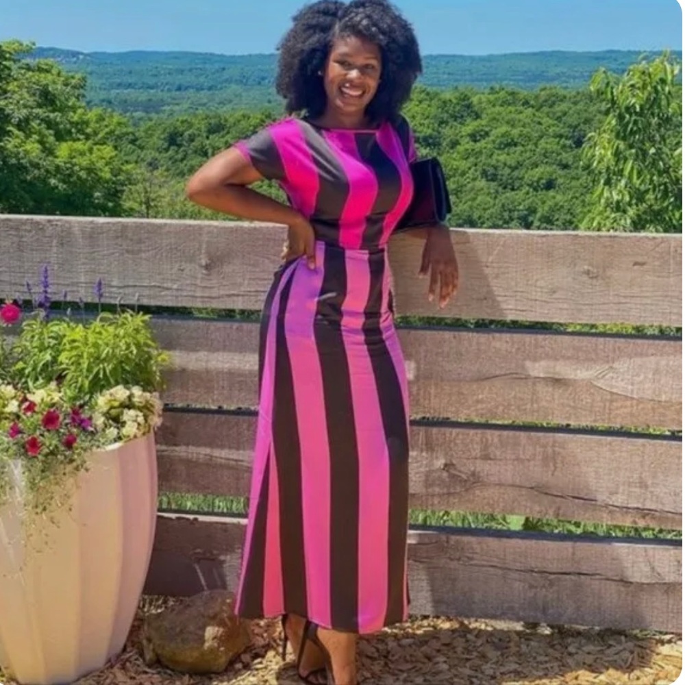 Christopher John Rogers pink 🩷 and black🖤 maxi dress. 🩷🖤